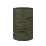 Cuello multifuncional Buff Coolnet Uv, color verde oliva, ideal para proteger del sol y el viento.