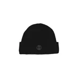 Gorro de lana negro con logo bordado, diseño clásico de estilo californiano.