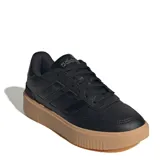 Championes urbanos Adidas Courtblock Bold con plataforma, color negro con suela beige.