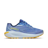 Zapatillas de running Merrell Morphlite para mujer, color azul con detalles en amarillo y blanco.