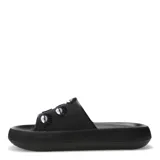 Sandalia playera negra con apliques de ojos.
