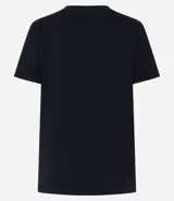 Blusa básica de algodón color tostado, de manga corta con dobladillo y nudo frontal.