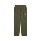 Pantalón cargo recto color verde, con cintura elástica, bolsillos laterales y logo de Puma estampado en blanco.