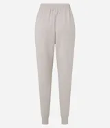 Pantalón jogger deportivo color gris claro, con cintura elástica ajustable con cordón.