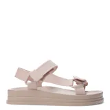 Sandalia estilo Teva de goma color beige, con plataforma.