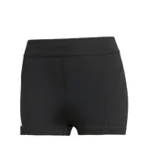 Short deportivo negro con cintura alta y logo de Adidas estampado en blanco en la pierna izquierda.