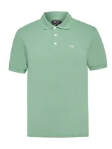 Chomba verde agua de piqué de algodón y spandex, con cuello polo, tapeta de tres botones y calce moderno.