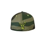 Gorro de béisbol New Era con diseño de camuflaje en gris y verde, presenta el logo de los Chicago Bulls en el frente.