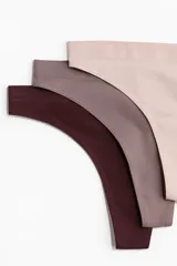 Pack de 5 bombachas colaless de punto en colores borgoña, gris topo, blanco, rosa claro y rosa.