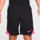Short de fútbol Nike Strike para hombre, color negro con detalles en rosa y celeste.
