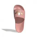 Sandalias Adidas Adilette Lite color rosa con logo de la marca en dorado.