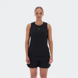 Musculosa deportiva negra de poliéster reciclado y elastano, con logo de Reebok en el pecho.