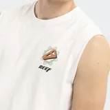 Musculosa blanca de algodón con cuello redondo y logo estampado en el pecho. Diseño sin mangas.