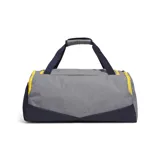 Bolso deportivo Under Armour Undeniable 5.0, pequeño, unisex, color gris y negro, con logo estampado, doble asa de mano y correa de hombro ajustable.