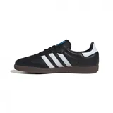 Championes Adidas Samba Og unisex, color negro con detalles en blanco y suela marrón.