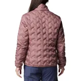 Campera de mujer con tecnología Omni-Heat y aislamiento de plumón, color verde militar, ideal para condiciones frías.