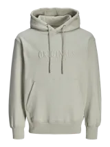 Canguro verde oliva de manga larga con capucha y fit regular. Tiene un bolsillo tipo canguro y estampado de goma con la palabra "Originals".