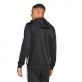 Buzo Adidas Tiro 25 Essentials negro con capucha, cierre parcial con cremallera, logo blanco estampado en el pecho y mangas largas.
