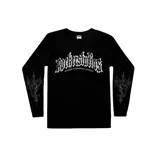 Remera negra de manga larga con estampado blanco en el frente con el texto "Rockerstudios" en letras góticas y la frase "Rockers Underground Culture" debajo. Diseño con estampado en las mangas.