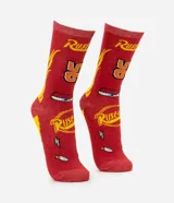 Par de medias rojas de caña media con diseño del Rayo McQueen.