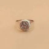 Anillo de plata 925 con aplique en oro 9k, con el símbolo de Ingeniería Agronómica.