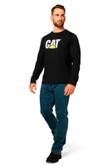 Remera de manga larga blanca con logotipo reflectante de Cat Workwear en el pecho, diseñada para visibilidad y seguridad.