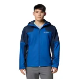 Campera impermeable Columbia Inner Limits III para hombre, color azul con detalles en azul marino. Confeccionada en poliéster 100% reciclado con tecnología Omni-Tech™ y costuras selladas. Cuenta con capucha ajustable, bolsillos con cremallera, puños ajustables y dobladillo con cordón.