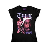 Remera negra entallada de algodón con estampado de Tupac Shakur.
