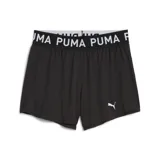 Short deportivo Puma Strong Knit 3, color negro, con cintura elástica con logo de la marca y logo estampado en la pierna izquierda.