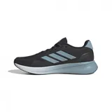 Championes Adidas Runfalcon 5 para hombre, color gris con detalles en celeste y suela blanca. Ideales para running.