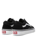 Championes Vans Old Skool negros con la franja lateral blanca, confeccionados en lona y gamuza, con suela de goma blanca.