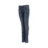 Pantalón de jean azul oscuro, corte skinny, con tecnología Coolmax para control de temperatura y secado rápido.