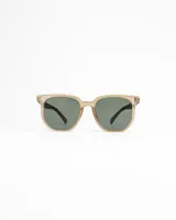 Anteojos de sol polarizados Forum 21 con protección UV, de marco cuadrado color marrón y lentes oscuros.