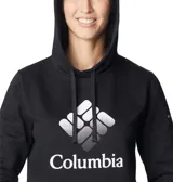 Buzo negro con capucha y bolsillo tipo canguro. Logotipo de Columbia estampado en blanco en el pecho.