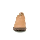 Zapatillas Caterpillar Hex Ready Slip On color marrón claro, sin cordones, con capellada de cuero y suela de goma con tecnología Hex para mayor tracción.