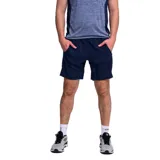Short deportivo azul marino de poliéster con bolsillos laterales con detalles de color.