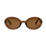 Lentes de sol CABO unisex, con montura ovalada color marrón y lentes marrones con filtro UV400.
