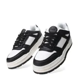 Championes urbanos Push Mangieri acordonados, color beige con detalles en blanco y suela marrón.