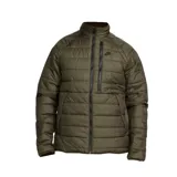 Campera puffer color verde oliva con cierre frontal y cuello alto. Logo de Nike bordado en el pecho.