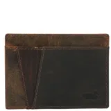 Billetera tarjetero de cuero marrón con diseño de cuero liso y cuero con textura de cocodrilo. Cuenta con 8 ranuras para tarjetas y tecnología RFID para protección contra el robo de identidad.