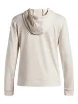 Buzo Under Armour Rival Terry Hoodie, color gris melange, con capucha ajustable con cordones y logo estampado en el pecho.
