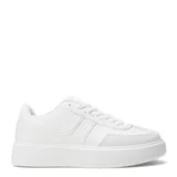 Zapatillas deportivas color beige con plataforma marrón y detalles en negro.