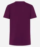 Remera básica de media malla color rosa, con escote en V y mangas cortas.