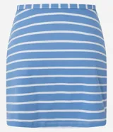 Minifalda de playa estampada con rayas horizontales azules y blancas. Confeccionada en microfibra.