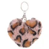 Llavero en forma de corazón de pelaje sintético con estampado animal.