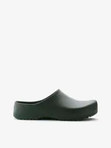 Zueco Birkenstock Super-Birki de poliuretano color verde oscuro.