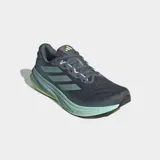 Championes de running Adidas Supernova Rise 2 para hombre, color gris oscuro con detalles en verde azulado y suela con espuma Dreamstrike+ en verde menta y amarillo neón.