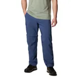 Pantalón de senderismo convertible en short, color azul, con tecnología Omni-Shade™ Broad Spectrum UPF 50 para protección solar y Omni-Wick™ para secado rápido. Cuenta con cintura parcialmente elástica, cinturón extraíble, bolsillos para manos, bolsillo de seguridad con cremallera y bolsillo cargo con cierre de velcro.