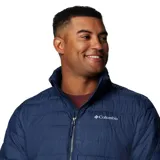 Campera puffer Columbia Powder Lite II, color verde oliva en la parte superior y verde claro en la parte inferior. Con cierre frontal, cuello alto, bolsillos laterales con cierre y logo de la marca bordado en el pecho.