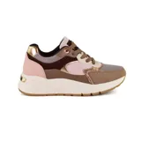 Championes Korium Donna de estilo casual, con suela alta y diseño color block en tonos negro, marrón, beige y dorado.